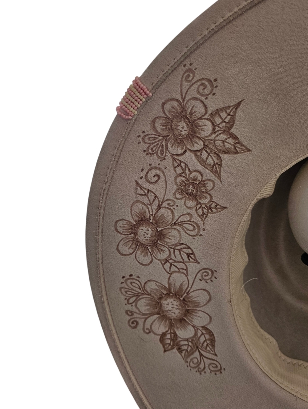 Hand Burned Hippy Style Wide Brim Fedora Hat - New - Picture 5 of 5